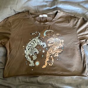 brown tiger crop top